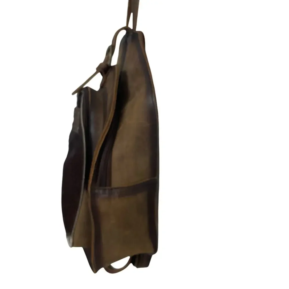 STS Ranchwear Brown Leather & Black-White Cowhide Backpack